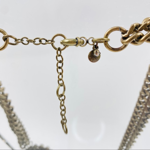 J. Crew Orange Red Gold Burst Statement Necklace - Picture 4 of 6